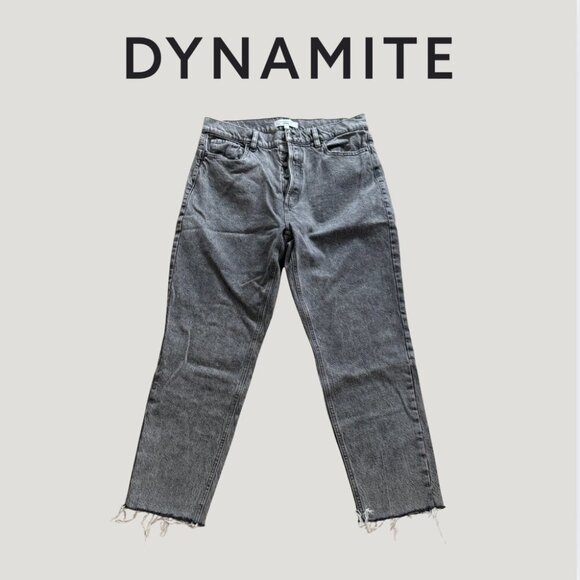 Dynamite Denim - Dynamite Straight Leg Dark Wash Frayed Hem Rosie Jean Size 10 / 30
